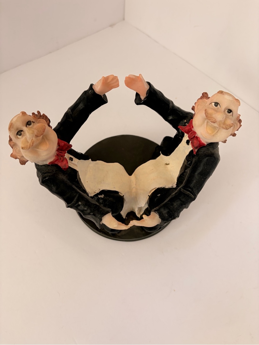 Playful Twin Butler Figurine Napkin/Card Holder - Black, Cream, Red